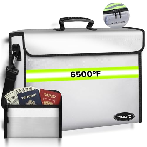 Dokumenten-Organizer mit herausnehmbaren Ordnerschichten/Brieftasche, feuerfester Dokumenten-Organizer mit Schloss und reflektierenden Streifen, tragbare Aufbewahrungsbox für wichtige Dokumente von ZYMMYZ
