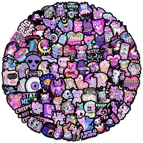 100 Stück Goth Aufkleber Set - Lila Gothic Sticker Pack wasserdichtes Vinyl für Laptop, Autos, Motorräder, Skateboards, Gepäck - Coole Graffiti Decals für Gothic-Liebhaber 100 Stück Goth Aufkleber Set - Lila Gothic Sticker Pack wasserdichtes Vinyl für Laptop, Autos, Motorräder, Skateboards, Gepäck - Coole Graffiti Decals für Gothic-Liebhaber von ZYMR