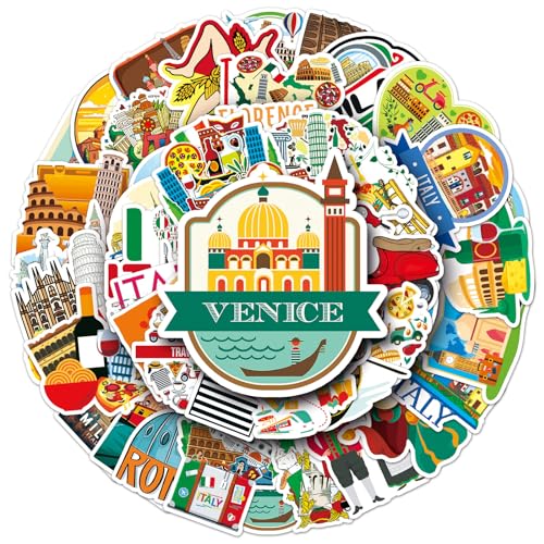 50 Stück Italien Aufkleber Set - Vinyl Sticker für Laptop, Tagebuch, Scrapbooking, Fotoalbum - Italienische Deko, Flaggen und Souvenirs aus Mailand, Toskana und Florenz, Cute yidali Stickers 50 Stück Italien Aufkleber Set - Vinyl Sticker für Laptop, Tagebuch, Scrapbooking, Fotoalbum - Italienische Deko, Flaggen und Souvenirs aus Mailand, Toskana und Florenz, Cute yidali Stickers von ZYMR