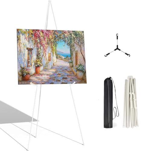 Künstler Staffelei Stand, 169cm Faltbare Metall Staffelei, Tragbar Ständer für Kunstdisplays, Hochzeitsschilder, Poster, Malerei (Weiß) von ZYNERY