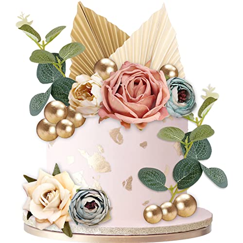 ZYNERY 24 Stück Tortenaufsatz Dekoration, Palmenblätter Tortendeko Dekoration mit Rose, Blumen, Blättern und Goldenen Kugeln, Tortendeko Blumen für Hochzeit, Geburtstag, Babyparty ZYNERY 24 Stück Tortenaufsatz Dekoration, Palmenblätter Tortendeko Dekoration mit Rose, Blumen, Blättern und Goldenen Kugeln, Tortendeko Blumen für Hochzeit, Geburtstag, Babyparty von ZYNERY