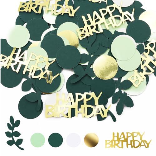ZYNERY 500 Stück Konfetti zum Geburtstag, Konfetti für Tischdekoration, Konfetti zum Geburtstag, Grün und Gold, Happy Birthday Konfetti für Tischdeko von ZYNERY