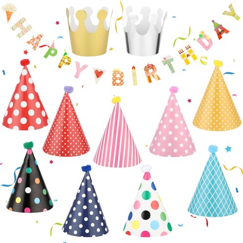 ZYNERY Partyhüte für Geburtstagspartys, Mini-Papierhüte, Geburtstagshüte, Kuchenkegel, Geburtstag, Papierhüte für Jungen und Mädchen, 12 Stück ZYNERY Partyhüte für Geburtstagspartys, Mini-Papierhüte, Geburtstagshüte, Kuchenkegel, Geburtstag, Papierhüte für Jungen und Mädchen, 12 Stück von ZYNERY