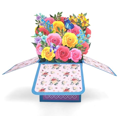 ZYOOO® 3D Pop Up Rose karte für Geburtstag Muttertag,Blume Klappkarte Geburtstagsgeschenk karte für Mutter,Großmutter,Tante,Frau,Freundin mit 1 Umschlag,1 Nachrichtenkarte von ZYOOO lift