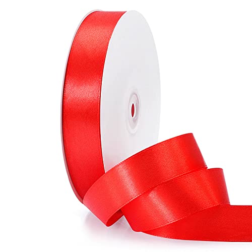 ZYOOO 25mm X 91m Satinband Rote - Schleifenband Geschenkband Bänder weiß zum Basteln von ZYOOO lift
