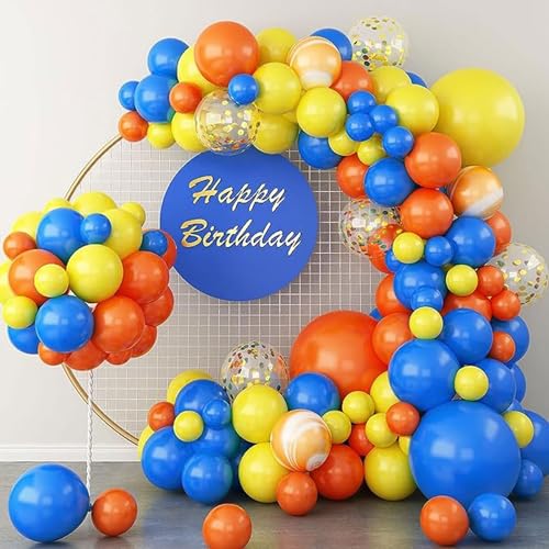 ZYOOO Gelb Orange Blau LuftBallon Girlande Deko, 100 Stück Diy Ballon Girlande Deko für Kinder Jungen Geburtstag, Feiertage, Autos Party Sommer Dekorationen von ZYOOO lift