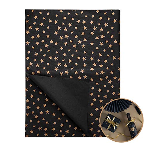 ZYOOO 50 Blatt Seidenpapier Schwarz Gold, 70 cm x 50 cm,Sternen Geschenkpapier für Bastelarbeiten, Dekoration… von ZYOOO lift