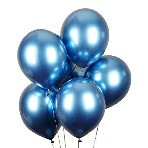ZYOOO Luftballon Metallic Blau 12 Zoll/30 cm Blaue Chrom Ballons - 50 Stück von ZYOOO lift
