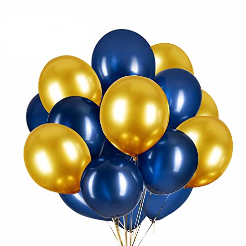 ZYOOO Luftballons Blau Marine Golden 12 Zoll/30.5 cm Golden und Marine Ballons - 50 Stück von ZYOOO lift