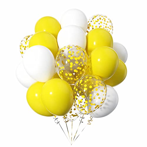 ZYOOO Luftballons Gelb Weiße 12 Zoll/30.5 cm Weiße und Gelber Ballons mit Konfetti - 50 Stück von ZYOOO lift