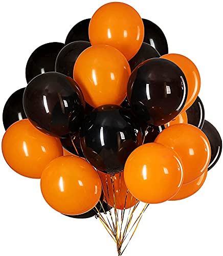 ZYOOO Luftballons Orange Schwarzer 12 Zoll/30.5 cm Schwarzer und Orange Ballons Dekoration für Halloween - 50 Stück von ZYOOO lift