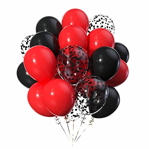 ZYOOO Luftballons Schwarzer Rot 12 Zoll/30.5 cm Rot und Schwarzer Ballons mit Konfetti - 50 Stück von ZYOOO lift
