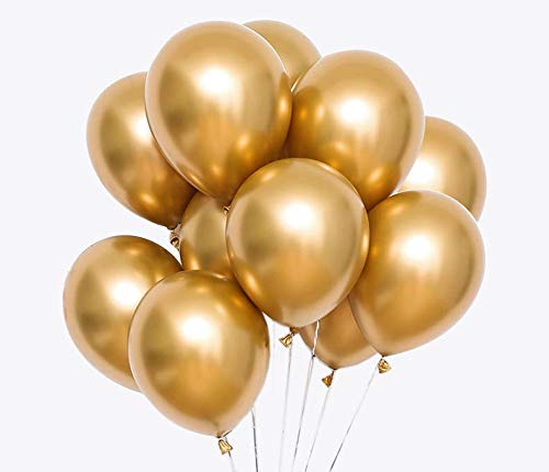 ZYOOO Luftballon Metallic Gold 12 Zoll/30 cm Goldene Chrom Ballons - 50 Stück von ZYOOO lift
