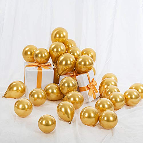 ZYOOO Luftballon Metallic Gold 5 Zoll/13 cm Goldene Chrom Ballons Klein - 100 Stück von ZYOOO lift