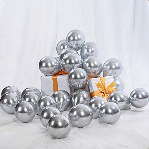 ZYOOO Luftballon Metallic Silber 5 Zoll/13 cm Silber Chrom Ballons Klein - 100 Stück von ZYOOO lift