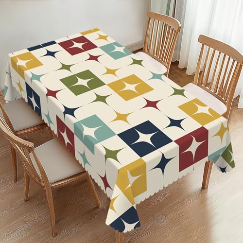 ZYPHORIEL Mehrfarbige rechteckige Retro-Grafik-Tischdecken mit Vintage-Muster, Tischdecke für Küche, Esszimmer, Tischdecke für rechteckige Tische, waschbare Tischdecke für Party, 137 x 183 cm ZYPHORIEL Mehrfarbige rechteckige Retro-Grafik-Tischdecken mit Vintage-Muster, Tischdecke für Küche, Esszimmer, Tischdecke für rechteckige Tische, waschbare Tischdecke für Party, 137 x 183 cm von ZYPHORIEL