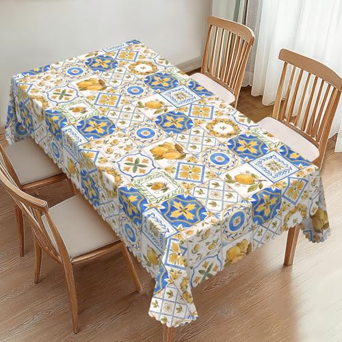 ZYPHORIEL Rechteckige Tischdecke in Zitronenform, Sizilien, Vintage, Zitrone, Dakorative, Küche, Esszimmer, Tischdecke für rechteckige Tische, waschbare Tischdecke für Party, 137,2 x 183,9 cm von ZYPHORIEL