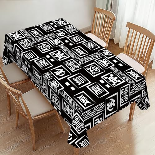 ZYPHORIEL Rechteckige Tischdecken mit afrikanischem Adinkra-Muster, digitale Symbole, Tischdecke, Dakorativ, Küche, Esszimmer, Tischdecke für rechteckige Tische, waschbare Tischdecke für Party, 137 x ZYPHORIEL Rechteckige Tischdecken mit afrikanischem Adinkra-Muster, digitale Symbole, Tischdecke, Dakorativ, Küche, Esszimmer, Tischdecke für rechteckige Tische, waschbare Tischdecke für Party, 137 x von ZYPHORIEL