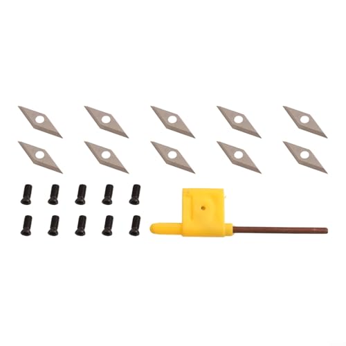 Hartmetall-Einsätze-Set, 10-teiliges Drehblatt, Hartmetall-Fräsereinsätze 10 x 30 mm mit Schrauben für Holzdrehmaschine, 30 mm Länge Hartmetall-Einsätze-Set, 10-teiliges Drehblatt, Hartmetall-Fräsereinsätze 10 x 30 mm mit Schrauben für Holzdrehmaschine, 30 mm Länge von ZYWUOY