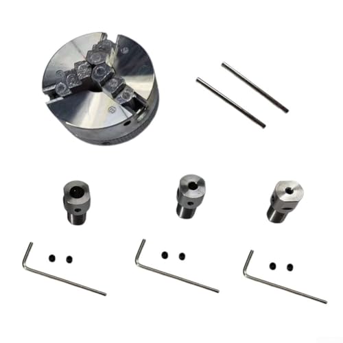 Kompaktes selbstzentrierendes 3-Backenfutter für Drehmaschinen, inklusive Verbindungsstange und Schraubenschlüssel (5 mm) von ZYWUOY