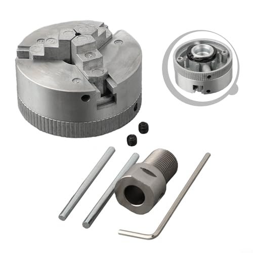 Kompaktes selbstzentrierendes 3-Backenfutter für Drehmaschinen, inklusive Verbindungsstange und Schraubenschlüssel (Spannfutter + 8 mm Stange) von ZYWUOY