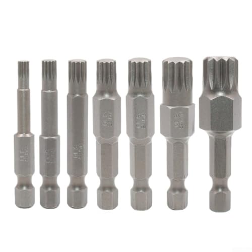 Magnetisch für Torx-Schraubendreher-Bit, 50 mm, 12-Punkt-Design für Elektrowerkzeuge mit 6 35-mm-Sechskantschaft (M10) von ZYWUOY