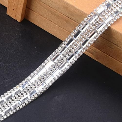 Strass-Bügel-Applikation für Brautverzierungen, 1 m Länge, für Kleidung, Schuhe, Accessoires und Heimdekoration (Nr. 2) von ZYWUOY