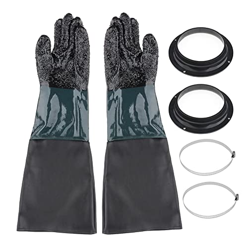 ZYWUOY 1 Paar Sandstrahl-Handschuhe, 50,9 x 20,6 cm, Arbeitshandschuhe für Sandstrahler, Sandstrahlschrank, mit Handschuhhalter, PVC-Klemmen von ZYWUOY