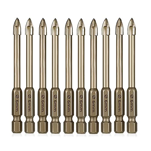 ZYWUOY 10 x 6 mm Bohrer, Fliesen-Porzellan-Bohrer, Marmor, Keramik, Glas, Ziegelstein, multifunktionaler Sechskantschaft, Speerkopf für Glaskeramik ZYWUOY 10 x 6 mm Bohrer, Fliesen-Porzellan-Bohrer, Marmor, Keramik, Glas, Ziegelstein, multifunktionaler Sechskantschaft, Speerkopf für Glaskeramik von ZYWUOY