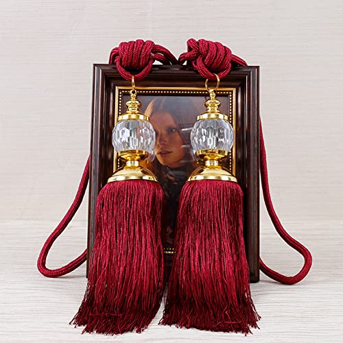 2 x luxuriöse Vorhanghalter, Seil-Raffhalter, Quasten-Raffhalter, Perlen-Kugel-Dekor, Paar 2 x luxuriöse Vorhanghalter, Seil-Raffhalter, Quasten-Raffhalter, Perlen-Kugel-Dekor, Paar von ZYWUOY