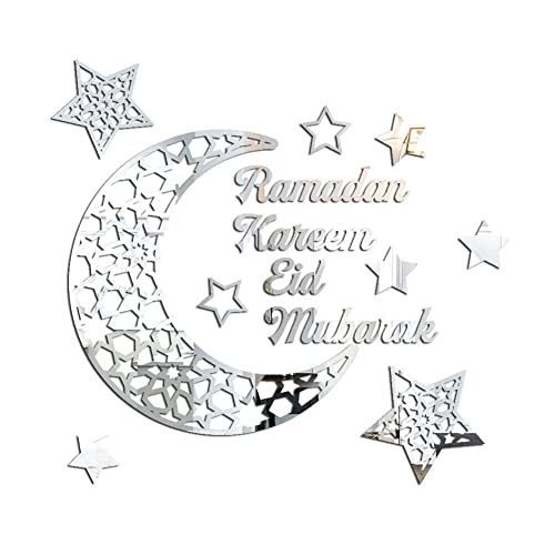 ZYWUOY Ramadan-Aufkleber Dekorationen, Eid Mubarak Wandaufkleber Ramadan Dekoration für Zuhause islamische muslimische Party Dekoration, Silber von ZYWUOY