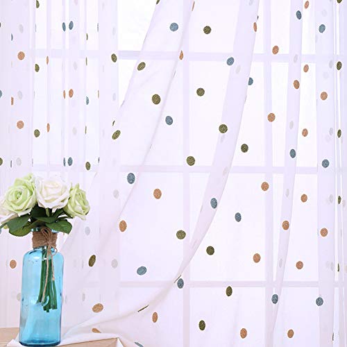 ZYY-Home curtain Kinderzimmer Voile Vorhang Bunt Punkte Stickerei Transparent Gardinen Mit Ösen 2 Stück Für Wohnzimmer Schlafzimmer,W170xL140cm ZYY-Home curtain Kinderzimmer Voile Vorhang Bunt Punkte Stickerei Transparent Gardinen Mit Ösen 2 Stück Für Wohnzimmer Schlafzimmer,W170xL140cm von ZYY-Home curtain