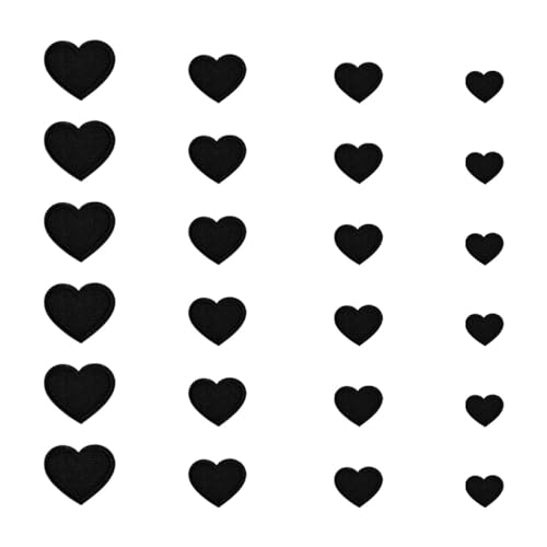 ZYYC 24 Stück schwarze Herzform zum Aufbügeln, schwarze Herzen, schwarzes Herz zum Aufbügeln, schwarze Herz-Aufnäher, niedliche Mini-Herz-Aufnäher, zum Aufnähen oder Aufbügeln in Herzform ZYYC 24 Stück schwarze Herzform zum Aufbügeln, schwarze Herzen, schwarzes Herz zum Aufbügeln, schwarze Herz-Aufnäher, niedliche Mini-Herz-Aufnäher, zum Aufnähen oder Aufbügeln in Herzform von ZYYC
