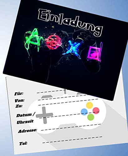ich 12 Einladungskarten & 12 Umschläge für Geburtstag Partys und Kindergeburtstag Gamer Playstation Nr. 1 ich 12 Einladungskarten & 12 Umschläge für Geburtstag Partys und Kindergeburtstag Gamer Playstation Nr. 1 von ZYZYZK
