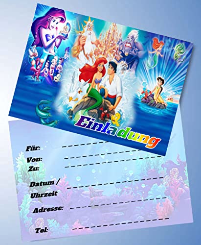 ich 12 Einladungskarten & 12 Umschläge für Geburtstag Partys und Kindergeburtstag Kompatibel mit Arielle die Meerjungfrau Nr. 1 ich 12 Einladungskarten & 12 Umschläge für Geburtstag Partys und Kindergeburtstag Kompatibel mit Arielle die Meerjungfrau Nr. 1 von ZYZYZK