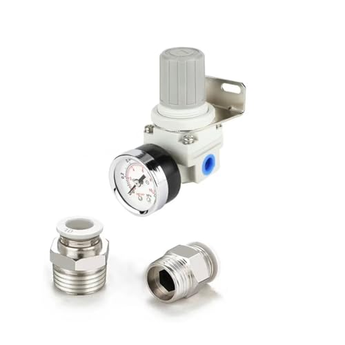 Druckregler, Kompressor-Zubehör mit Manometer AR2000 BR2000 pneumatisch (weiß AR2000-02, mit 8 mm Fassung) von ZZAYGESY