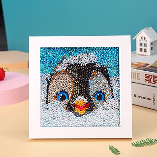 Diamond Painting Lustiger Pinguin Diamond Painting kinder DIY Weihnachten 5D Diamant Painting mit rahmen,Diamond Painting für Kinder,für Home Wand-Décor Diamant Painting Bilder Arts(15x15cm) von ZZDXW