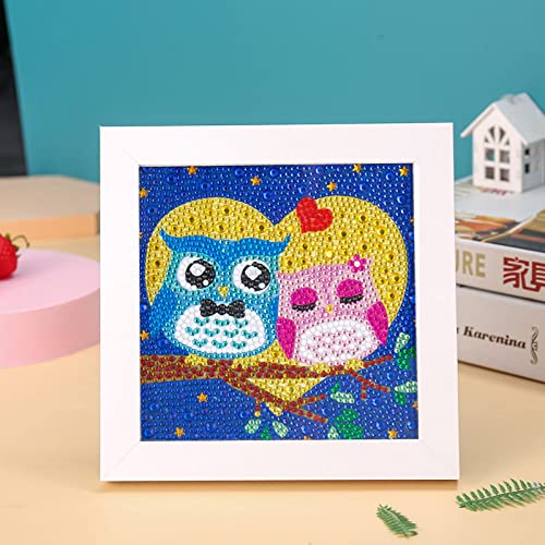 ZZDXW Diamond Painting Paare Lieben Eulen Diamond Painting kinder DIY Weihnachten 5D Diamant Painting mit rahmen,Diamond Painting für Kinder,für Home Wand-Décor Diamant Painting Bilder Arts(15x15cm) von ZZDXW