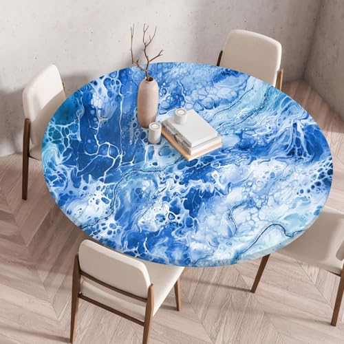 Tischdecke Rund 100 cm Wasserblaue Geometrie Gartentischdecke Rund Elastisch Polyester Waschbar Outdoor-Tischdecken Gartentischdecke Wetterfest Restaurant Runde Tischdecke Tischdecke Rund 100 cm Wasserblaue Geometrie Gartentischdecke Rund Elastisch Polyester Waschbar Outdoor-Tischdecken Gartentischdecke Wetterfest Restaurant Runde Tischdecke von ZZDXW