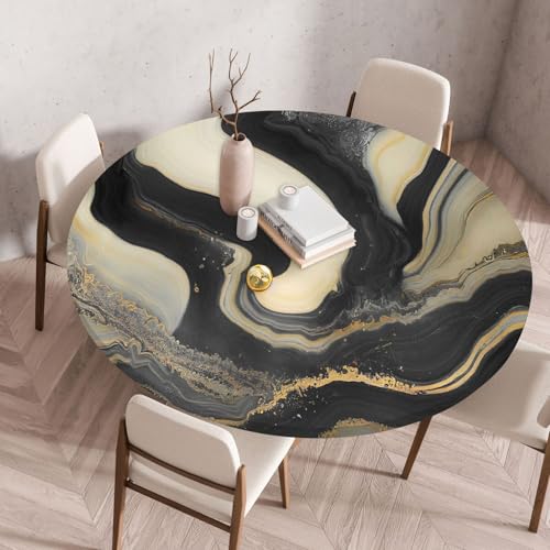 Tischdecke Rund 110 cm Schwarzer Goldmarmor Gartentischdecke Rund Elastisch Polyester Waschbar Outdoor-Tischdecken Gartentischdecke Wetterfest Restaurant Runde Tischdecke Tischdecke Rund 110 cm Schwarzer Goldmarmor Gartentischdecke Rund Elastisch Polyester Waschbar Outdoor-Tischdecken Gartentischdecke Wetterfest Restaurant Runde Tischdecke von ZZDXW