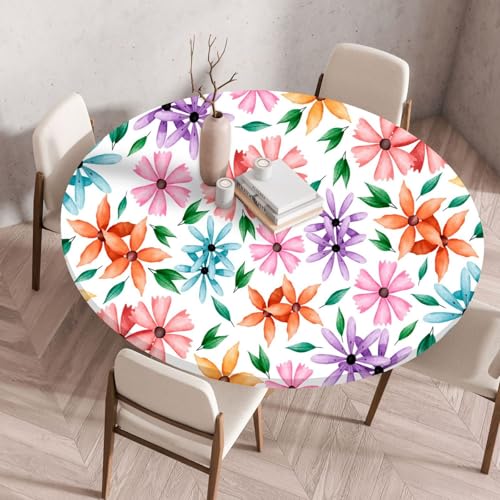Tischdecke Rund 130 cm Blau Orange Blumen Gartentischdecke Rund Elastisch Polyester Waschbar Outdoor-Tischdecken Gartentischdecke Wetterfest Restaurant Runde Tischdecke Tischdecke Rund 130 cm Blau Orange Blumen Gartentischdecke Rund Elastisch Polyester Waschbar Outdoor-Tischdecken Gartentischdecke Wetterfest Restaurant Runde Tischdecke von ZZDXW