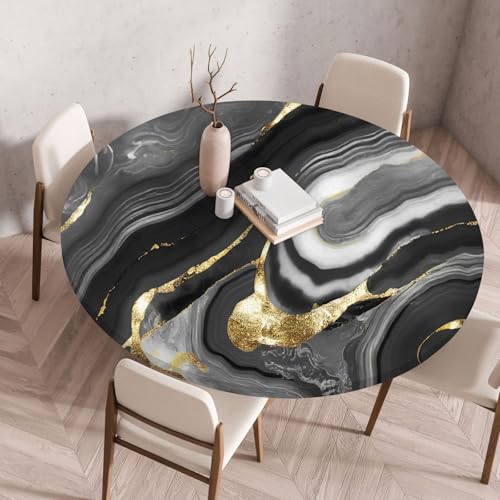 Tischdecke Rund 140 cm Marmor Schwarzes Gold Gartentischdecke Rund Elastisch Polyester Waschbar Outdoor-Tischdecken Gartentischdecke Wetterfest Restaurant Runde Tischdecke Tischdecke Rund 140 cm Marmor Schwarzes Gold Gartentischdecke Rund Elastisch Polyester Waschbar Outdoor-Tischdecken Gartentischdecke Wetterfest Restaurant Runde Tischdecke von ZZDXW