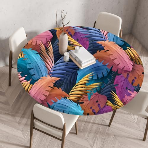 Tischdecke Rund 140 cm Retro Blaue Blätter Gartentischdecke Rund Elastisch Polyester Waschbar Outdoor-Tischdecken Gartentischdecke Wetterfest Restaurant Runde Tischdecke Tischdecke Rund 140 cm Retro Blaue Blätter Gartentischdecke Rund Elastisch Polyester Waschbar Outdoor-Tischdecken Gartentischdecke Wetterfest Restaurant Runde Tischdecke von ZZDXW