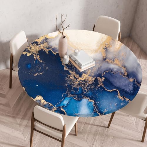 Tischdecke Rund 60 cm Dunkelblaues Gold Gartentischdecke Rund Elastisch Polyester Waschbar Outdoor-Tischdecken Gartentischdecke Wetterfest Restaurant Runde Tischdecke Tischdecke Rund 60 cm Dunkelblaues Gold Gartentischdecke Rund Elastisch Polyester Waschbar Outdoor-Tischdecken Gartentischdecke Wetterfest Restaurant Runde Tischdecke von ZZDXW