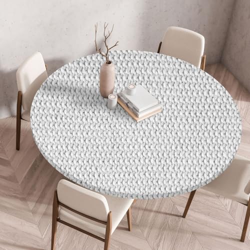 Tischdecke Rund 70 cm Grau Retro Minimalistisch Gartentischdecke Rund Elastisch Polyester Waschbar Outdoor-Tischdecken Gartentischdecke Wetterfest Restaurant Runde Tischdecke von ZZDXW