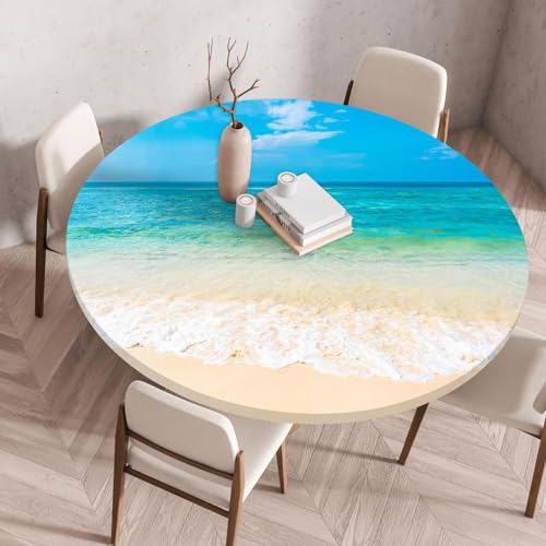 Tischdecke Rund 90 cm Blauer Gelber Strand Gartentischdecke Rund Elastisch Polyester Waschbar Outdoor-Tischdecken Gartentischdecke Wetterfest Restaurant Runde Tischdecke Tischdecke Rund 90 cm Blauer Gelber Strand Gartentischdecke Rund Elastisch Polyester Waschbar Outdoor-Tischdecken Gartentischdecke Wetterfest Restaurant Runde Tischdecke von ZZDXW