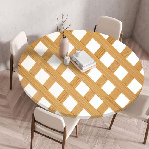 Tischdecke Rund 90 cm Senfgelbe Geometrie Gartentischdecke Rund Elastisch Polyester Waschbar Outdoor-Tischdecken Gartentischdecke Wetterfest Restaurant Runde Tischdecke Tischdecke Rund 90 cm Senfgelbe Geometrie Gartentischdecke Rund Elastisch Polyester Waschbar Outdoor-Tischdecken Gartentischdecke Wetterfest Restaurant Runde Tischdecke von ZZDXW