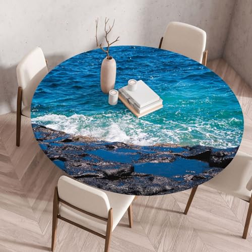 Tischdecke Rund 90 cm Stein Schwarz Blau Gartentischdecke Rund Elastisch Polyester Waschbar Outdoor-Tischdecken Gartentischdecke Wetterfest Restaurant Runde Tischdecke Tischdecke Rund 90 cm Stein Schwarz Blau Gartentischdecke Rund Elastisch Polyester Waschbar Outdoor-Tischdecken Gartentischdecke Wetterfest Restaurant Runde Tischdecke von ZZDXW