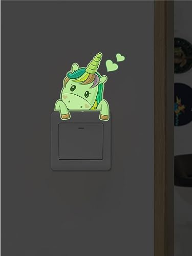 Wandtattoo Kinderzimmer Grünes Einhorn Herz Leuchtsterne Wandsticker Leuchtsterne Selbstklebend Glow in the Dark Wandtattoo Kinderzimmer Mädchen Junge von ZZDXW