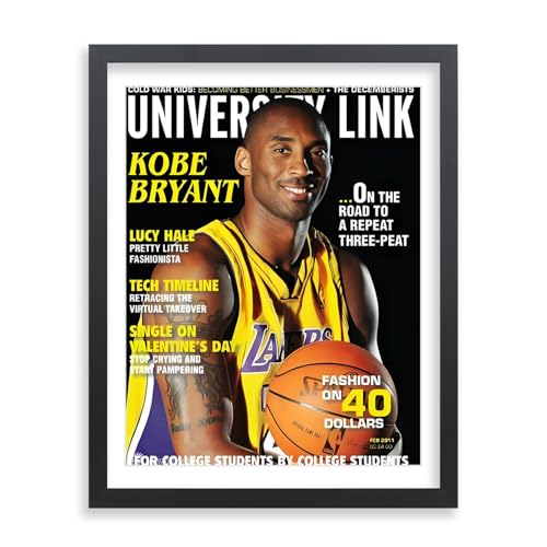Zeitschriftenrahmen, Holz, 31,8 x 40,6 cm, Schwarz mit weißer Matte für Sportzeitschriftencover oder Zeitung für Wandmontage, 35,6 x 45,7 cm, Bilderrahmen aus Holz für Magazine (FZ12516W) von ZZFQXZ